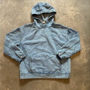 Washed Blue Denim Hooded Pullover